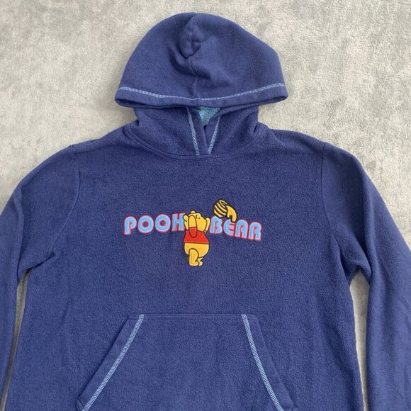 Vintage Disney Pooh 100 Acre Collectibles Hoodie Women XL Blue Fleece Pooh Bear - Picture 4 of 8